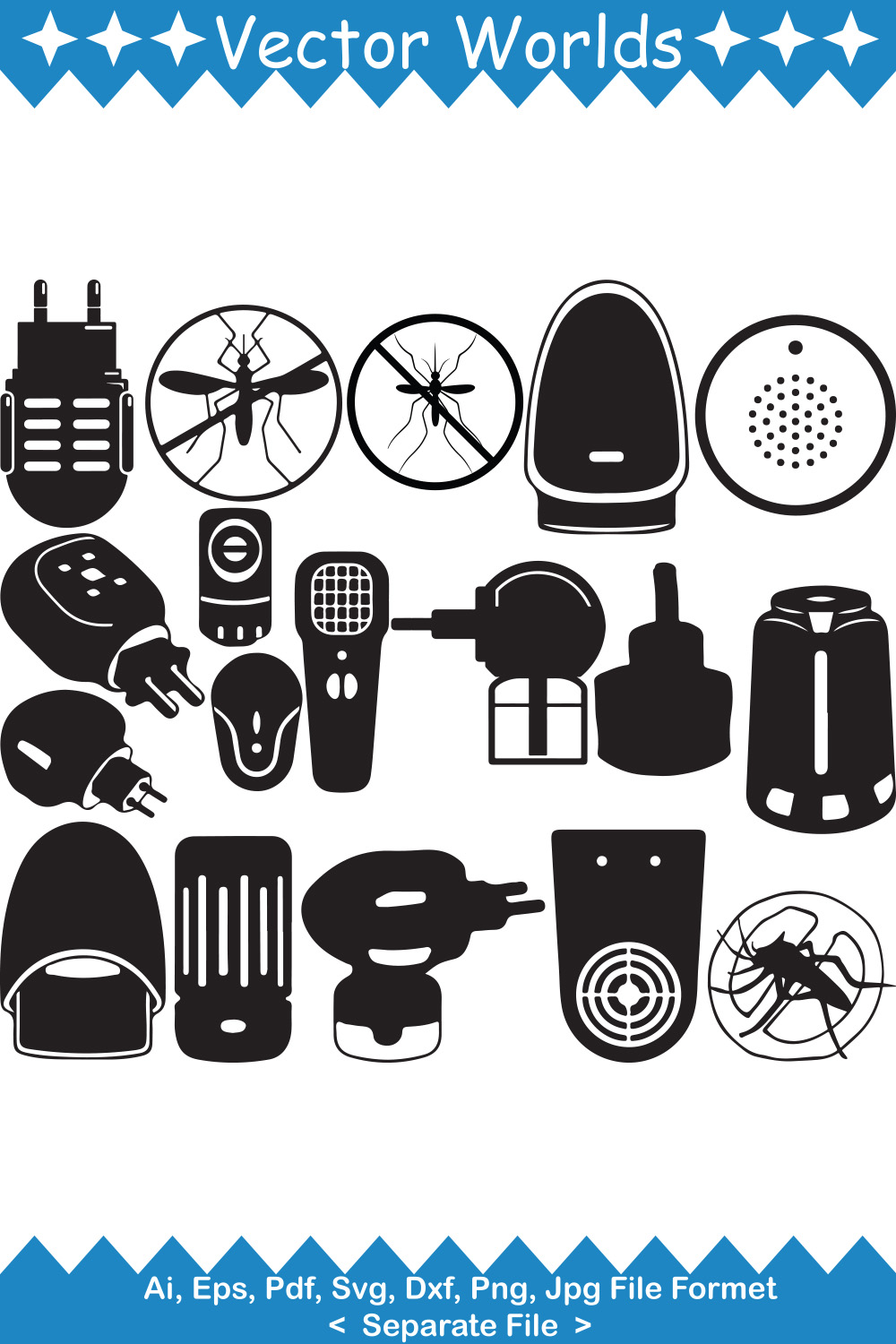 Electric Mosquito Repellent SVG Vector Design pinterest preview image.