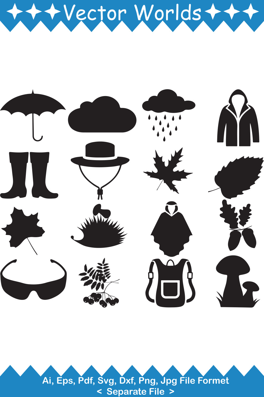 Rain Elements SVG Vector Design pinterest preview image.