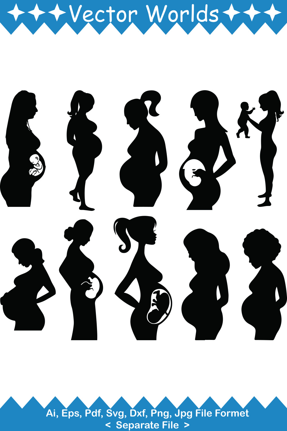 Pregnant Woman With Baby SVG Vector Design pinterest preview image.