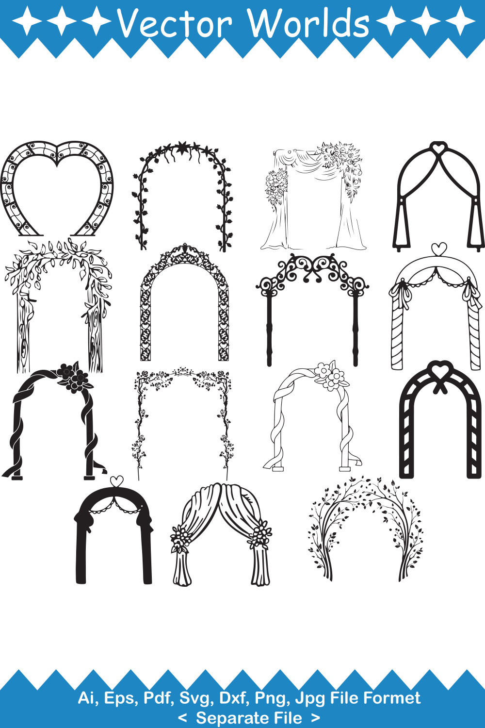 Wedding Arch SVG Vector Design pinterest preview image.