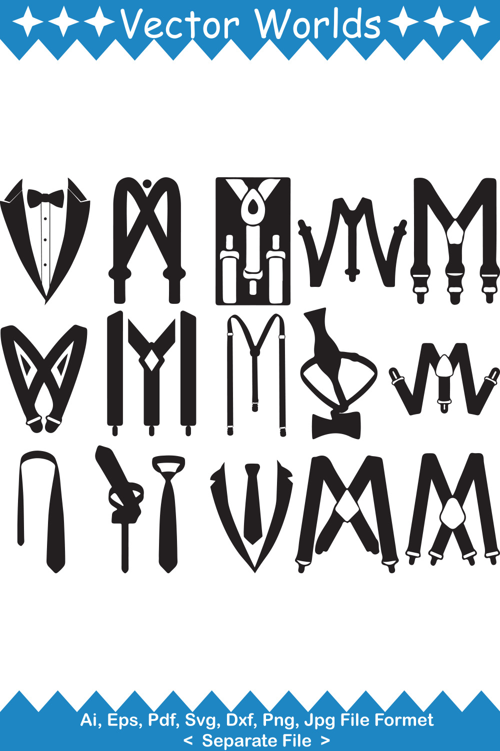 Suspenders SVG Vector Design pinterest preview image.