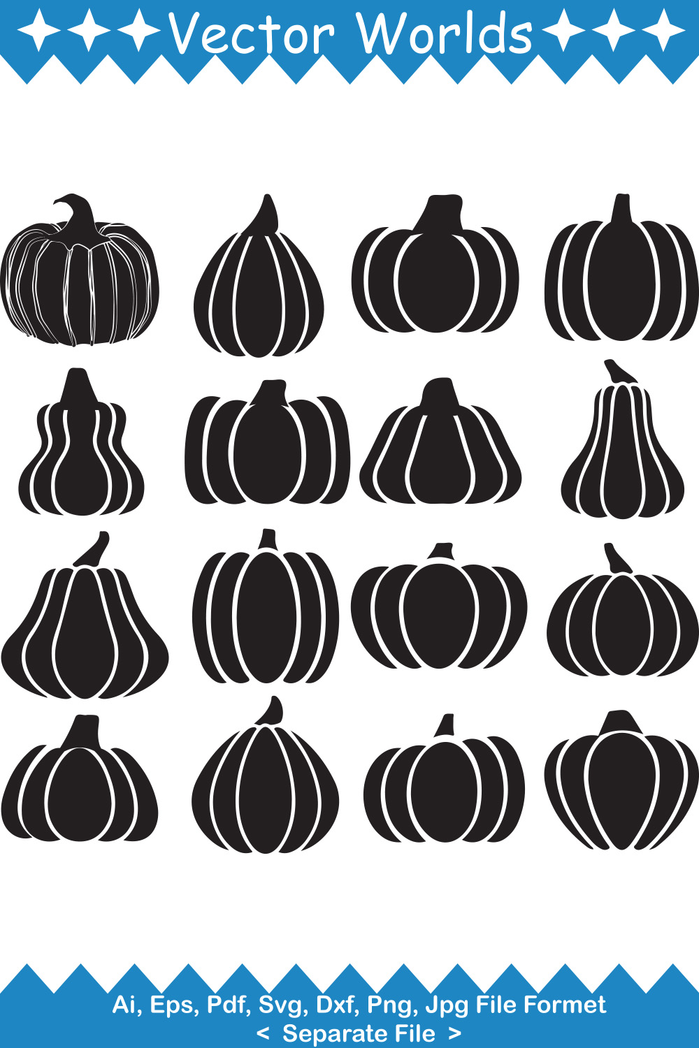 Pumking SVG Vector Design pinterest preview image.