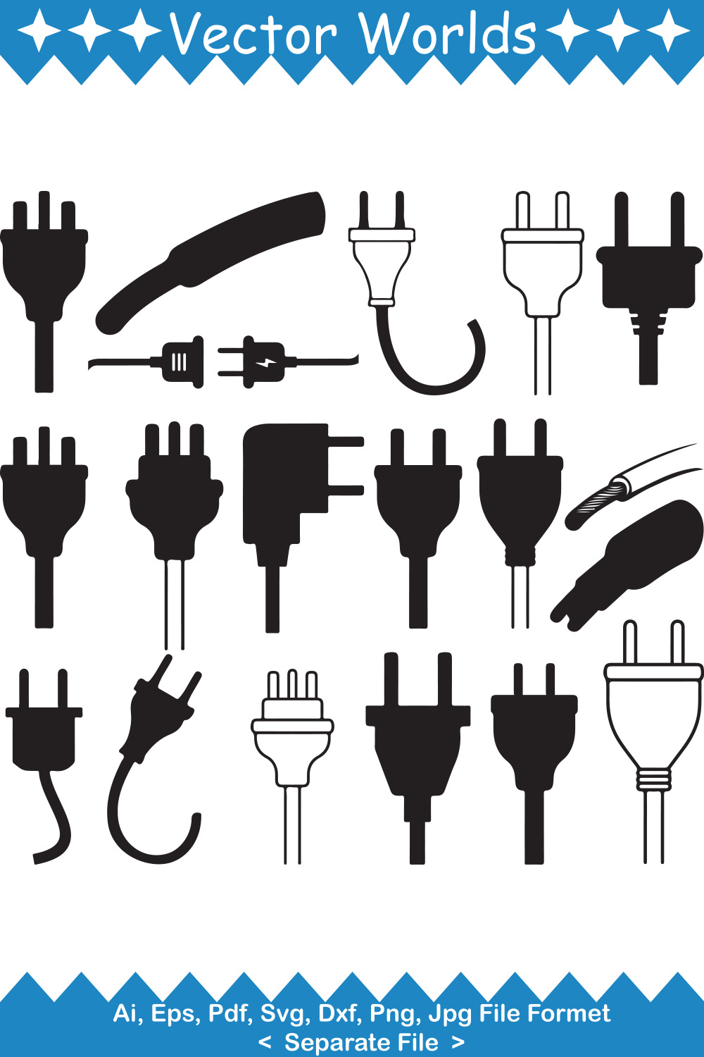 Electric Plug SVG Vector Design pinterest preview image.