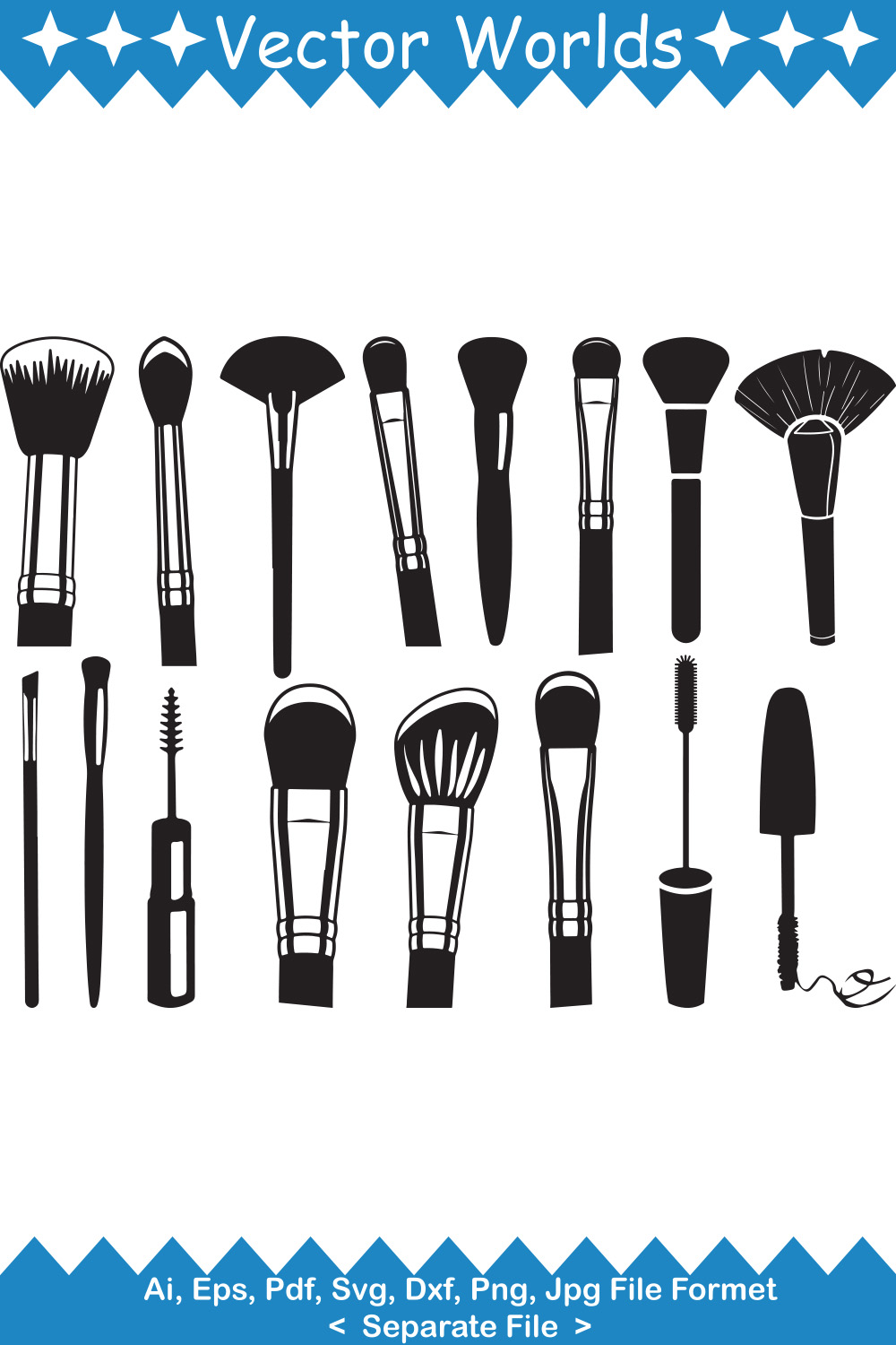 Makeup Brushes SVG Vector Design pinterest preview image.