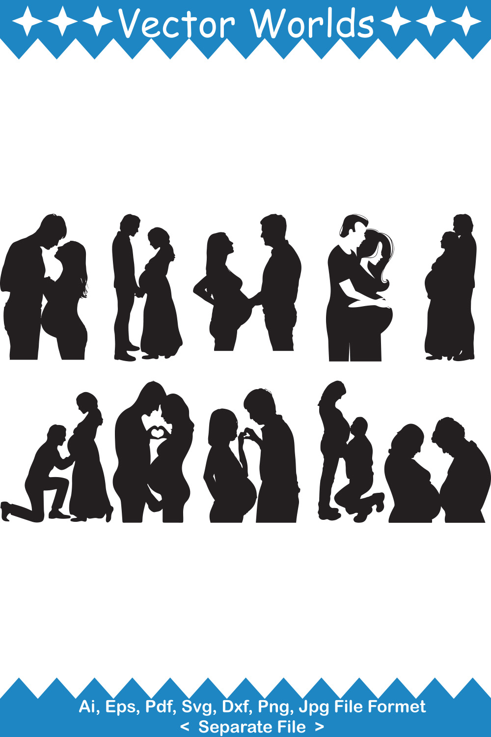 Pregnant Woman With Husband SVG Vector Design pinterest preview image.