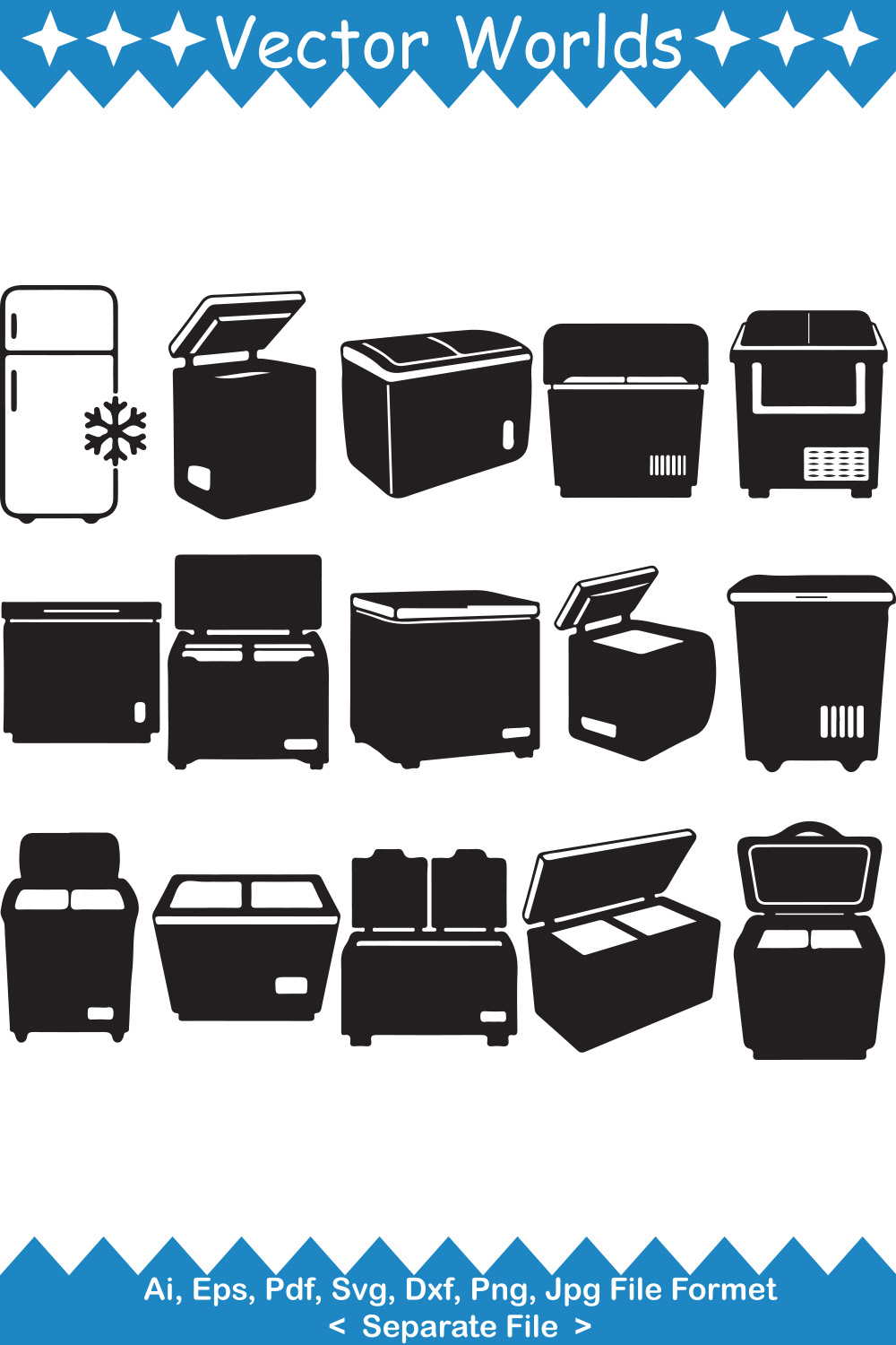 Refrigerator SVG Vector Design pinterest preview image.