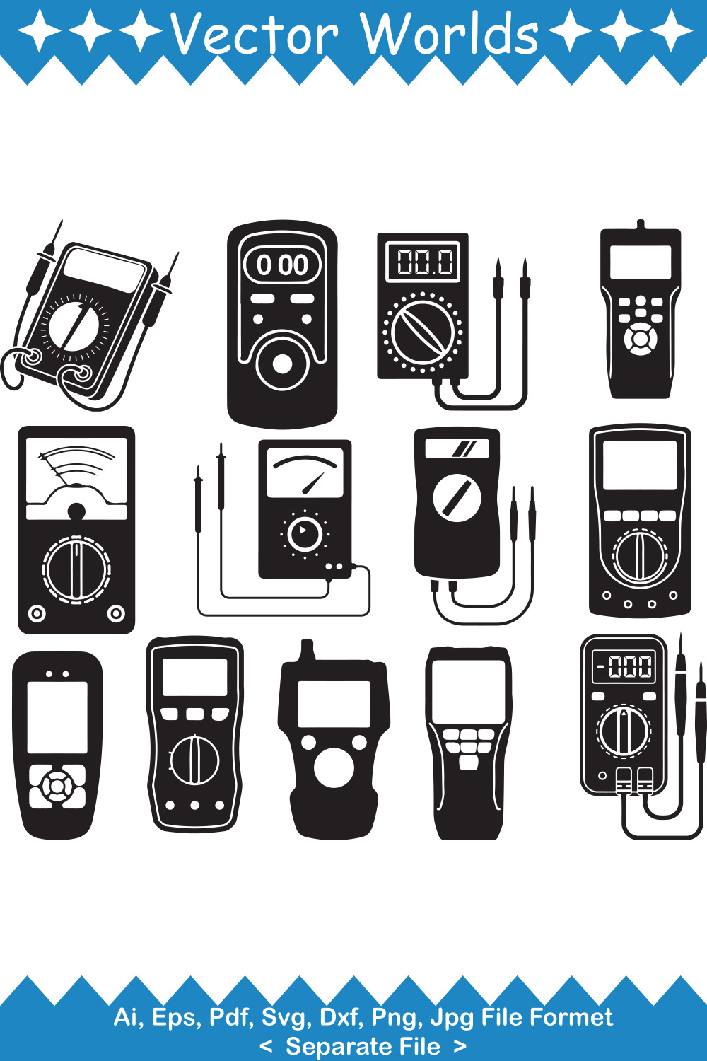 Multimeter SVG Vector Design pinterest preview image.