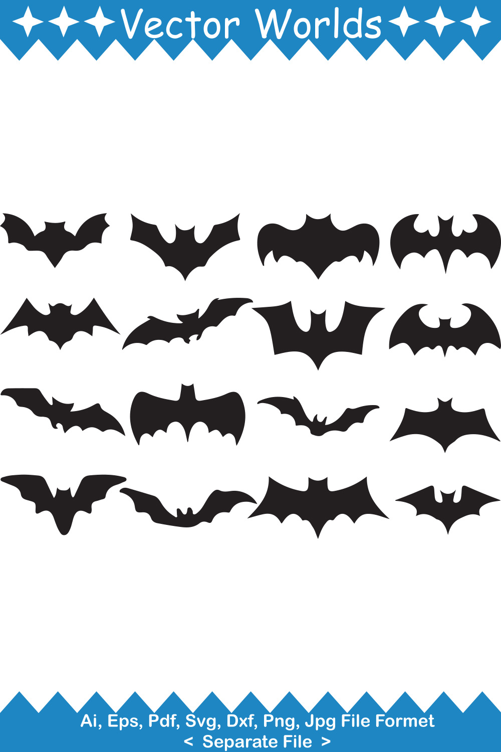 Halloween Bats SVG Vector Design pinterest preview image.