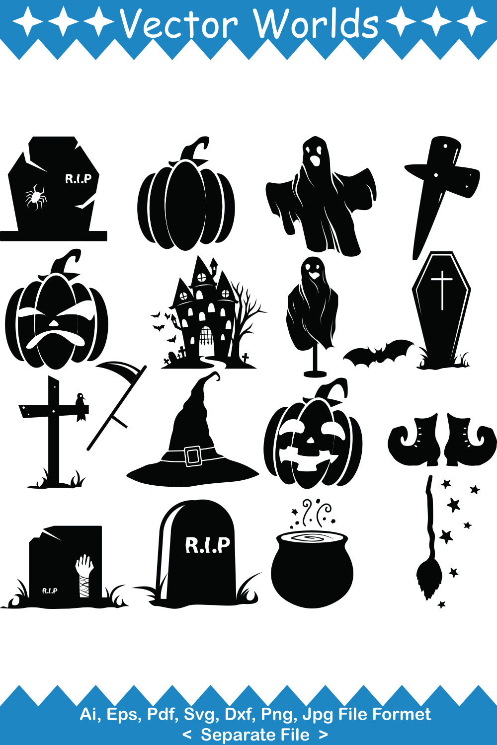 Halloween Set SVG Vector Design pinterest preview image.