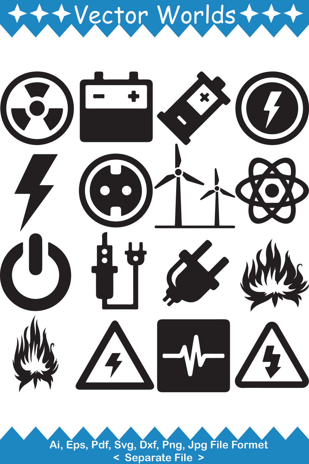 Energy Electricity SVG Vector Design pinterest preview image.