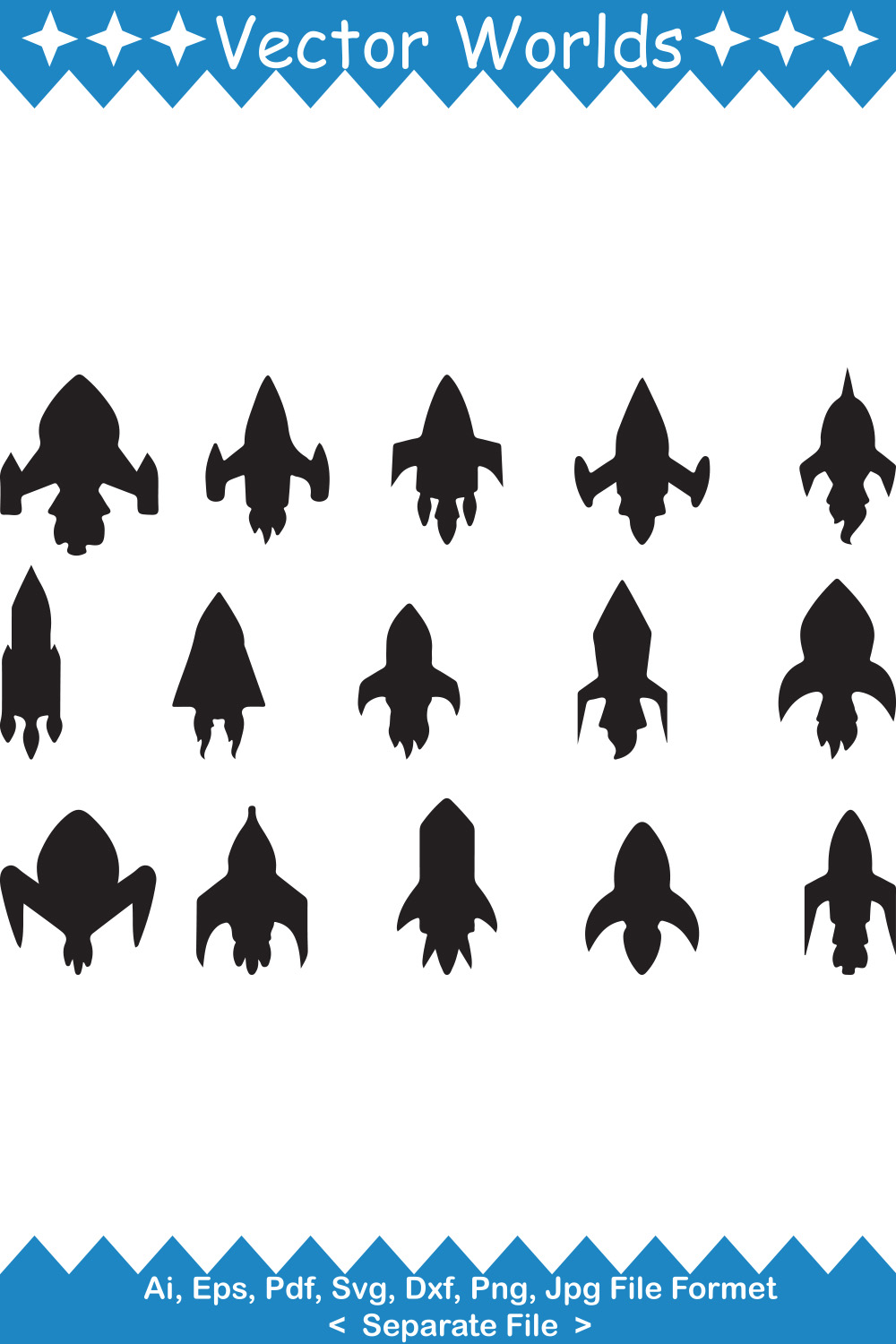 Spaceship Sprite SVG Vector Design pinterest preview image.