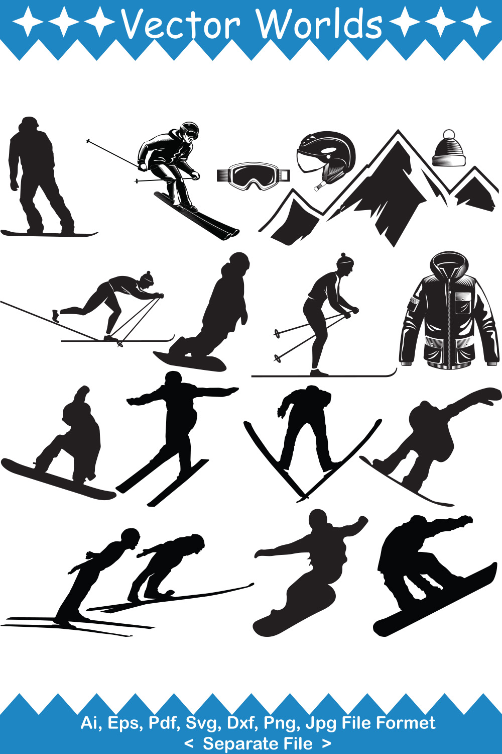 Winter Sports SVG Vector Design pinterest preview image.