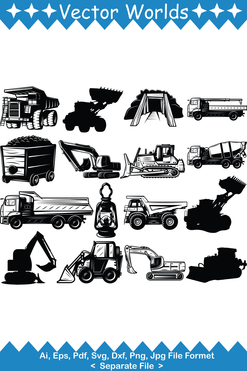 Mining Truck SVG Vector Design pinterest preview image.