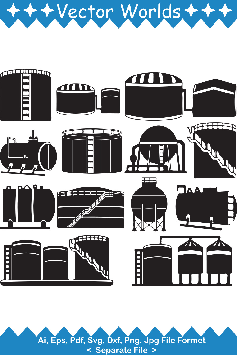 Oil Tank Storage SVG Vector Design pinterest preview image.