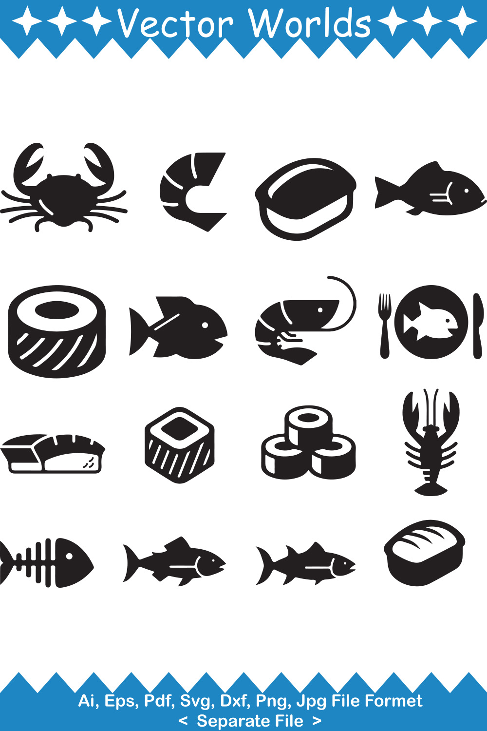 Sea Food SVG Vector Design pinterest preview image.