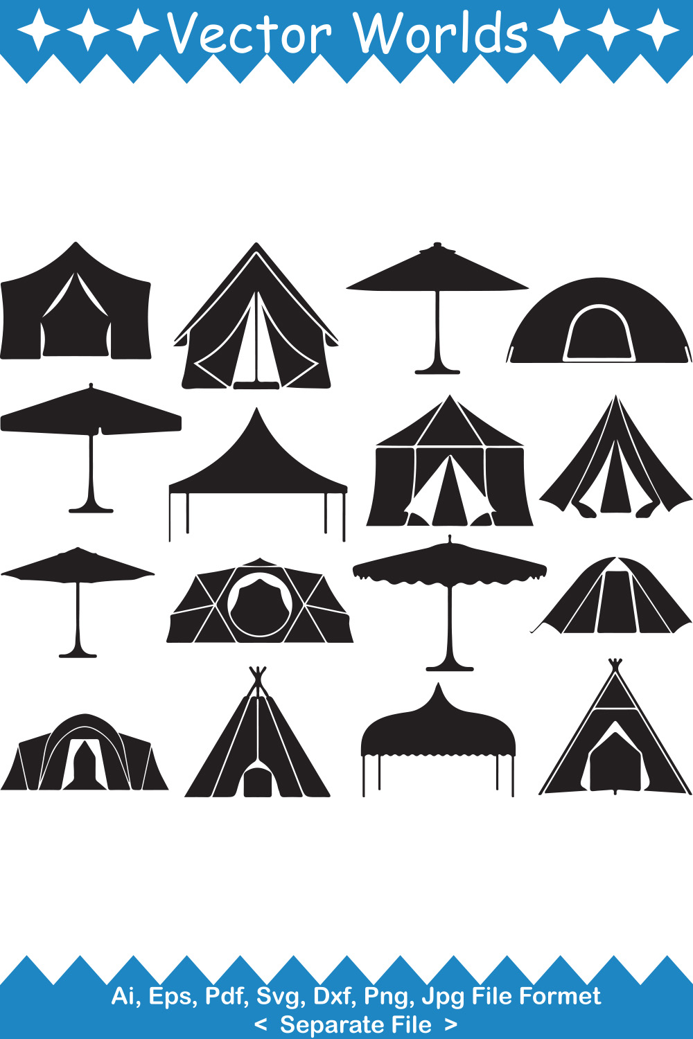 Umbrella Tent SVG Vector Design pinterest preview image.