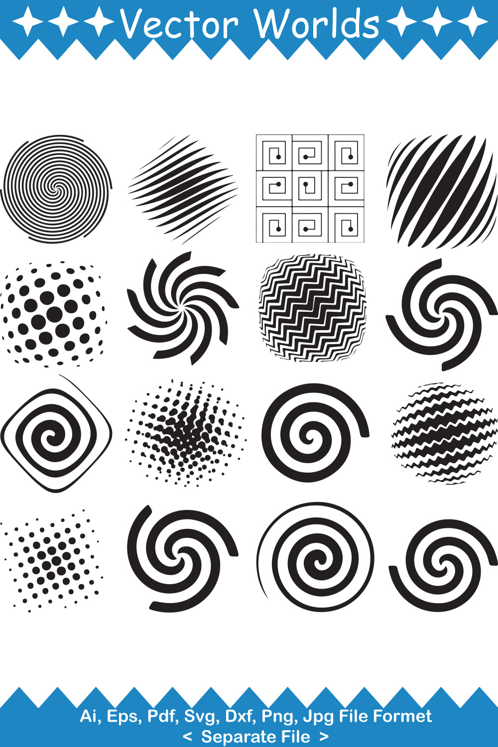 Spirals Pattern SVG Vector Design pinterest preview image.