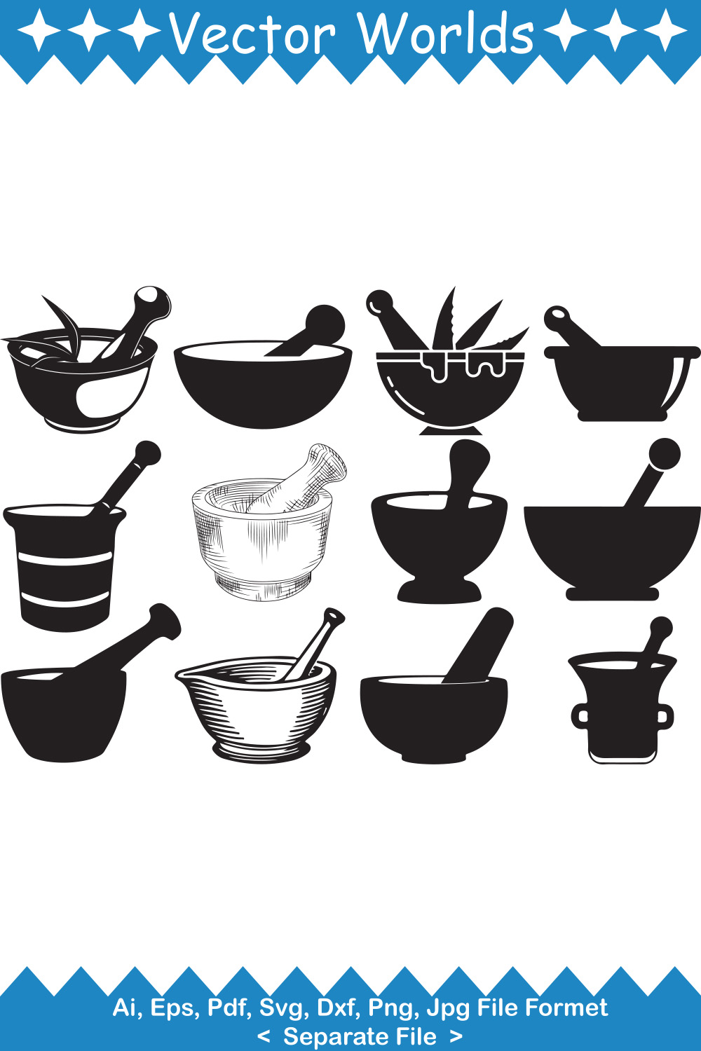 Mortar And Pestle SVG Vector Design pinterest preview image.