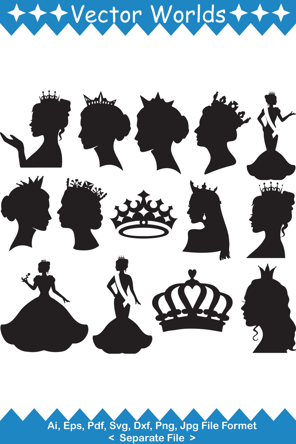 Queen SVG Vector Design pinterest preview image.