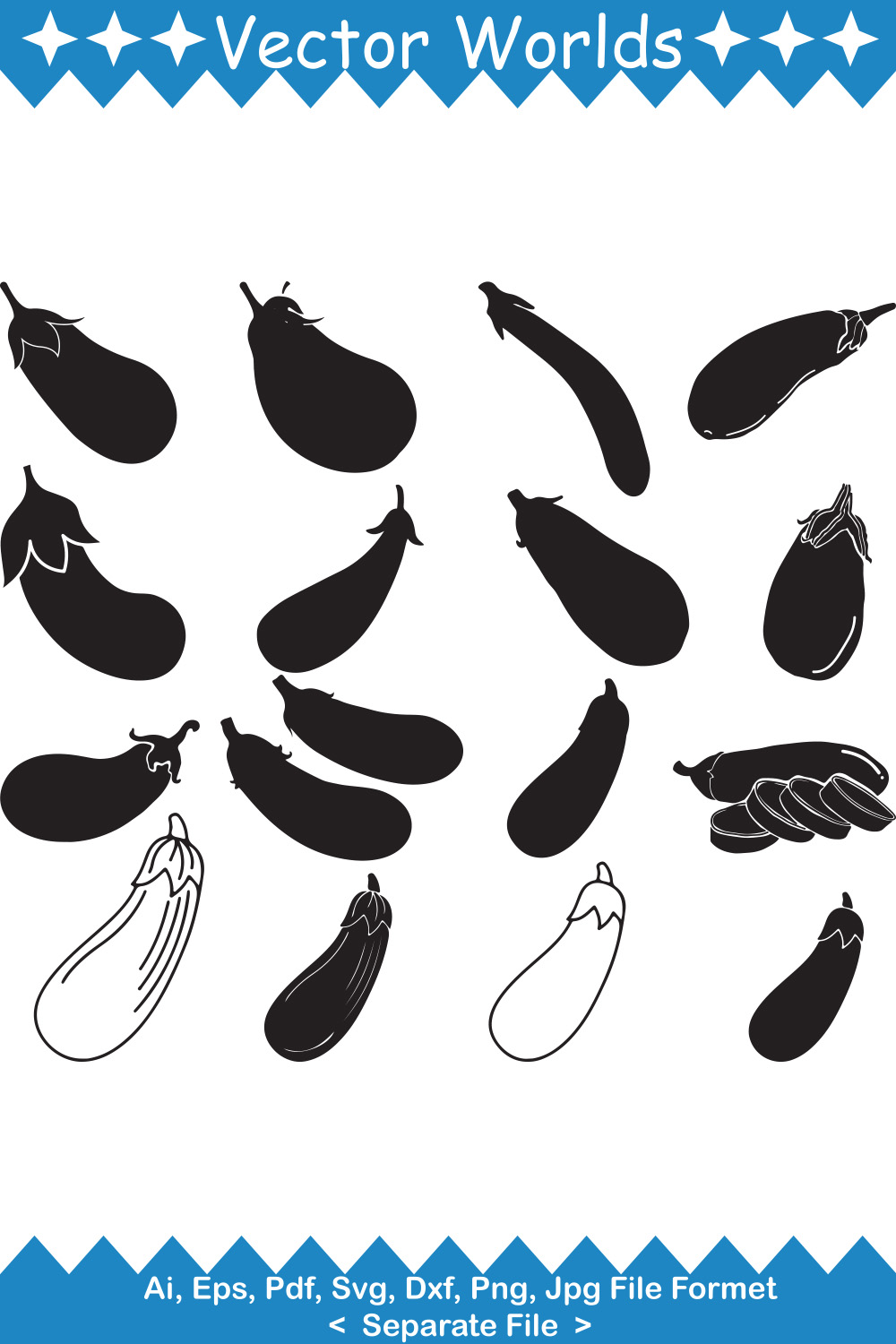 Eggplant SVG Vector Design pinterest preview image.