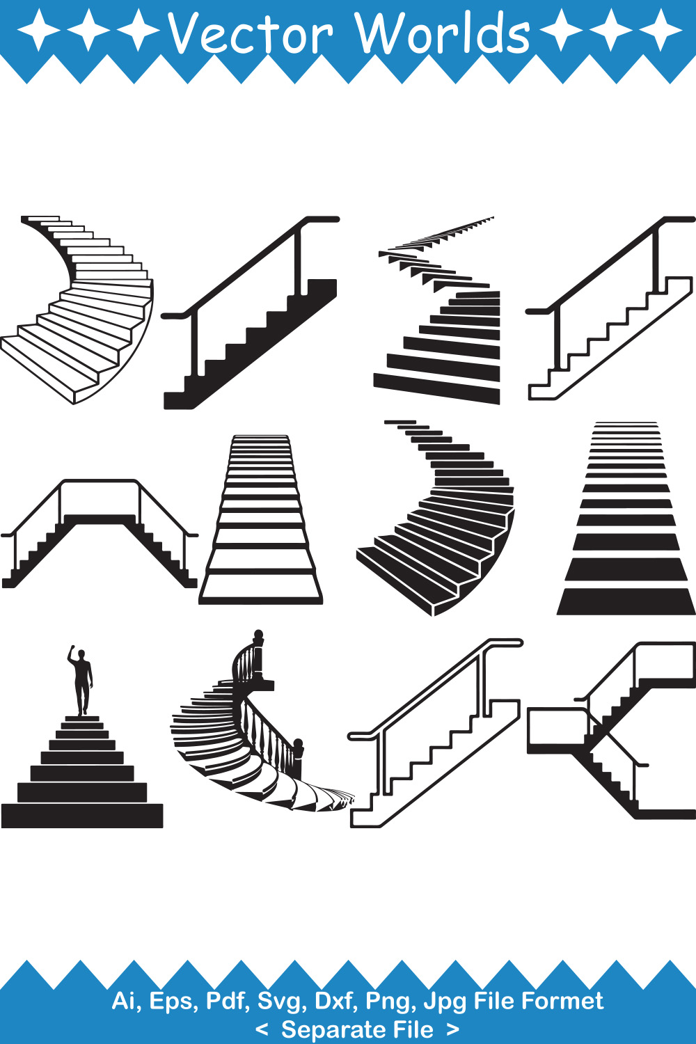 Stairs SVG Vector Design pinterest preview image.