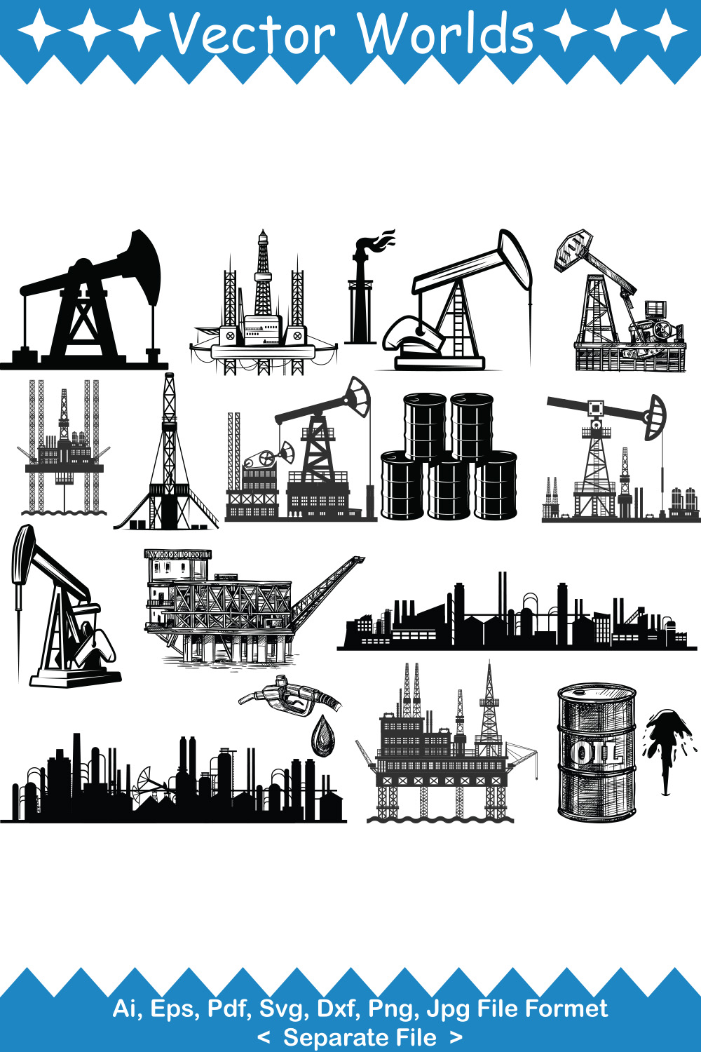 Oil Factory SVG Vector Design pinterest preview image.