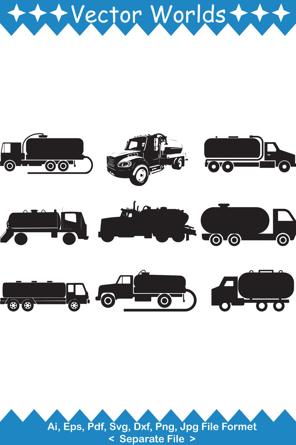 Septic Truck SVG Vector Design pinterest preview image.