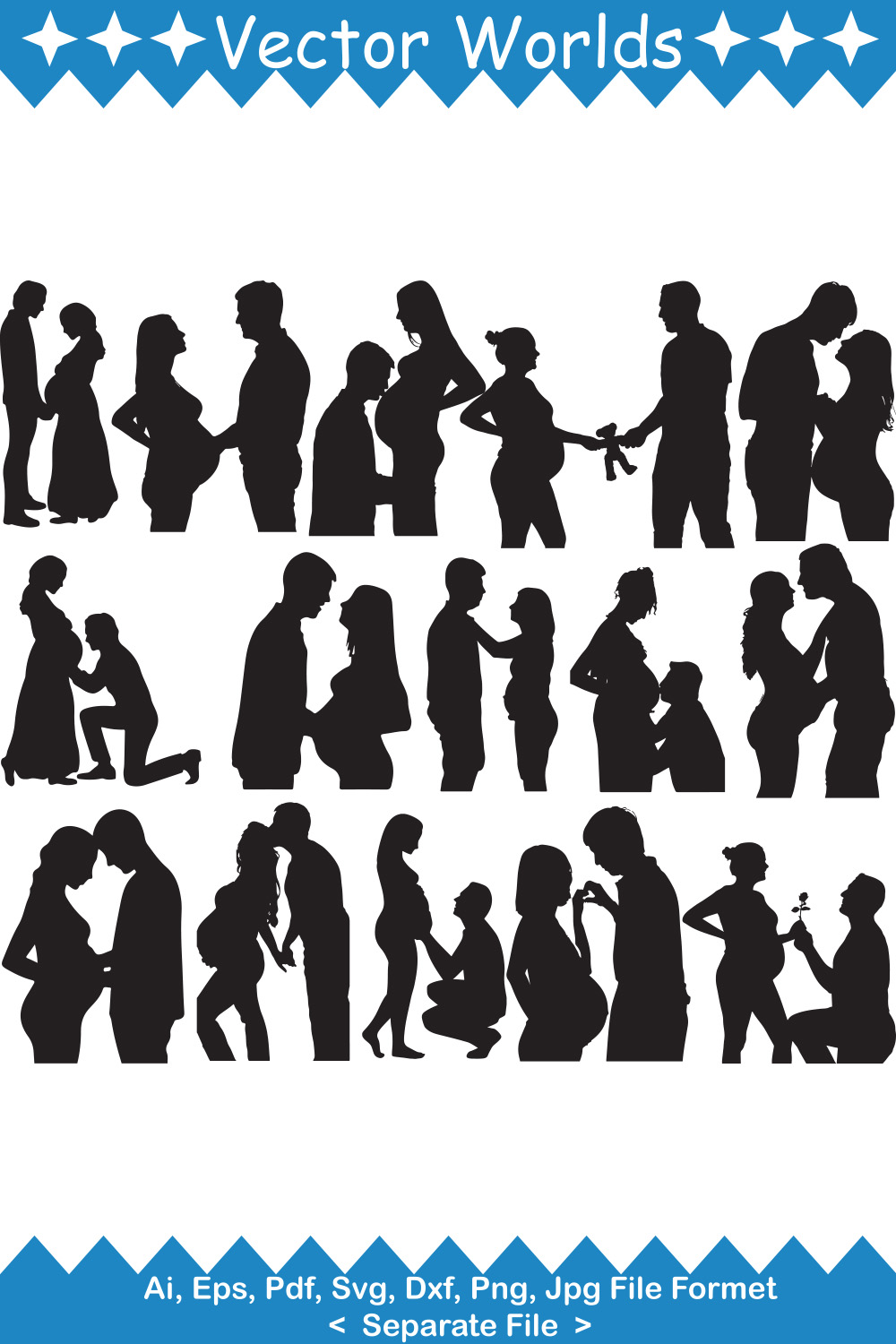 Pregnant Couple SVG Vector Design pinterest preview image.