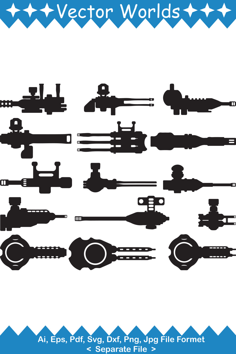 Spaceship Weapons SVG Vector Design pinterest preview image.