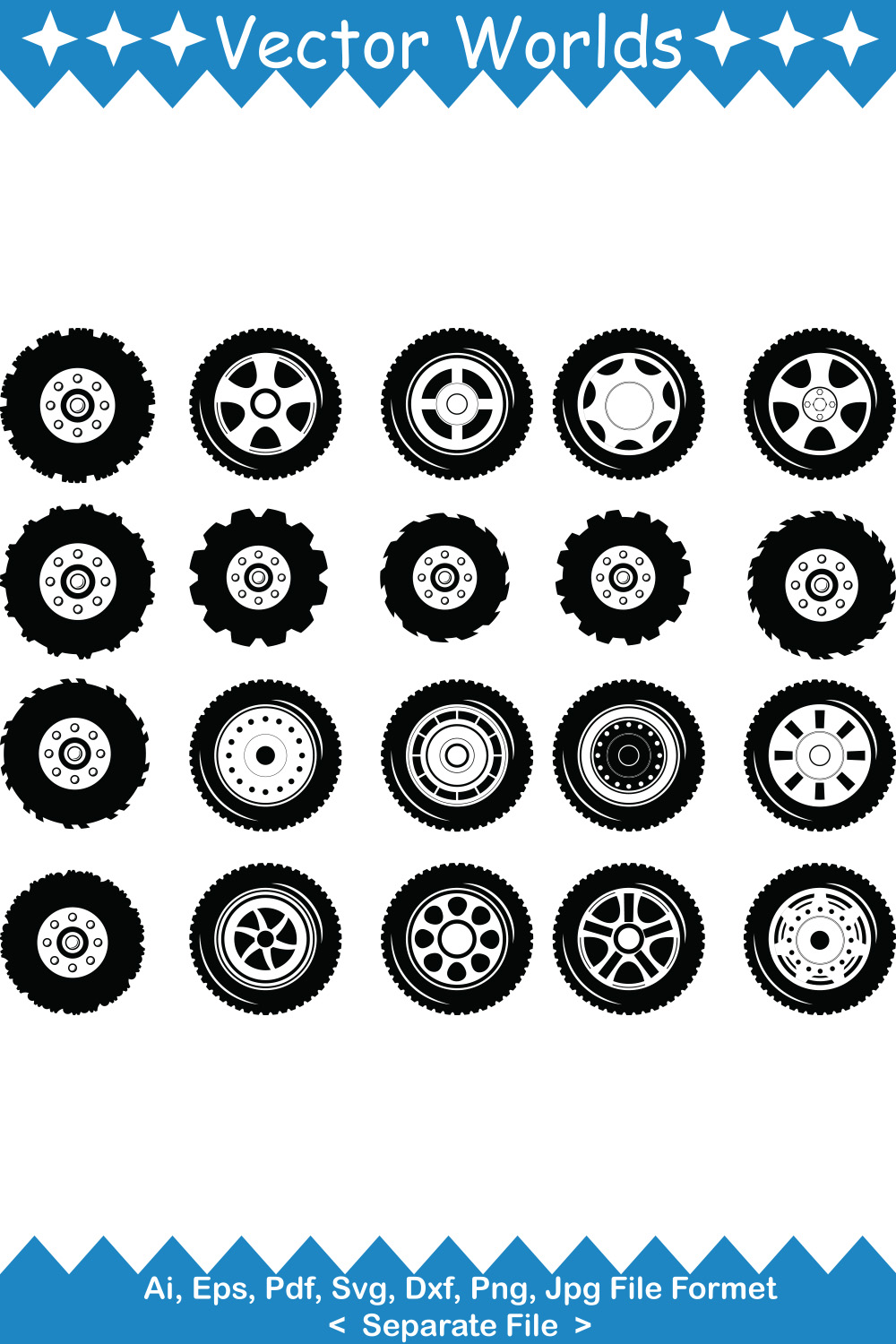 Tire SVG Vector Design pinterest preview image.