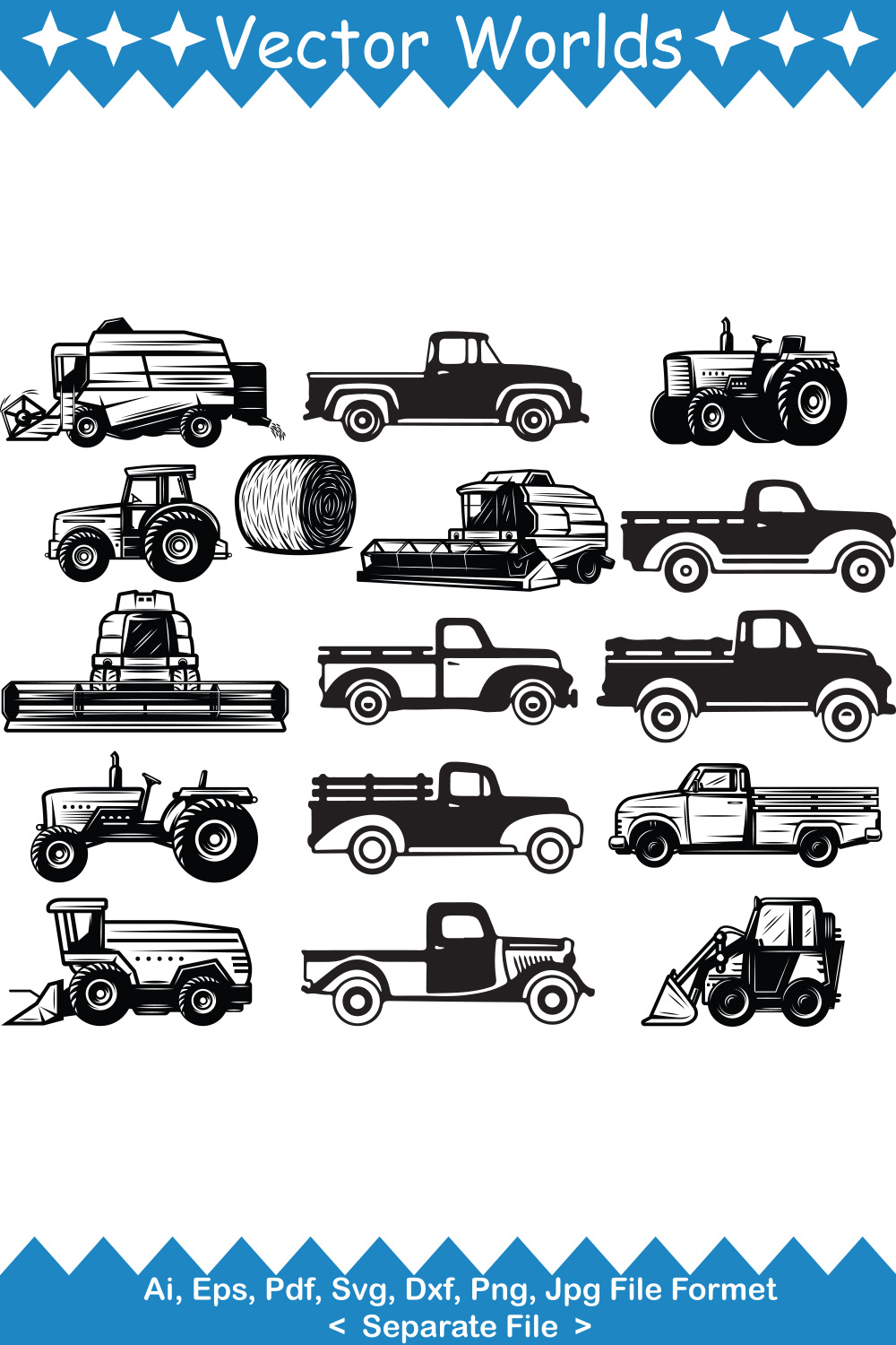 Farm Truck SVG Vector Design pinterest preview image.