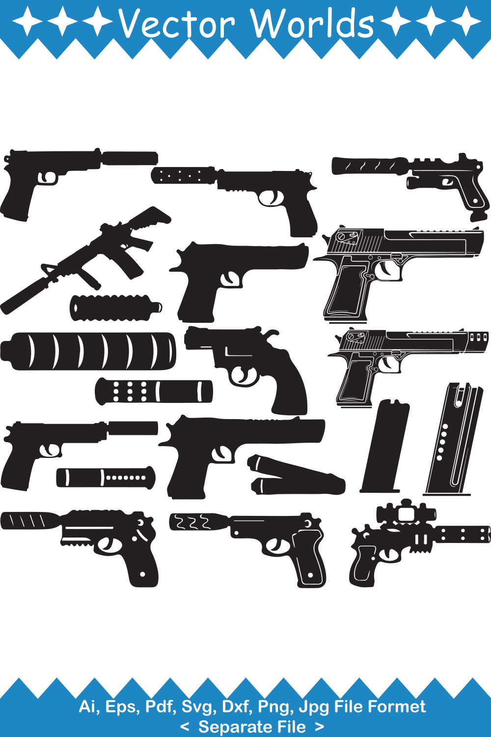 Gun Silencer SVG Vector Design pinterest preview image.