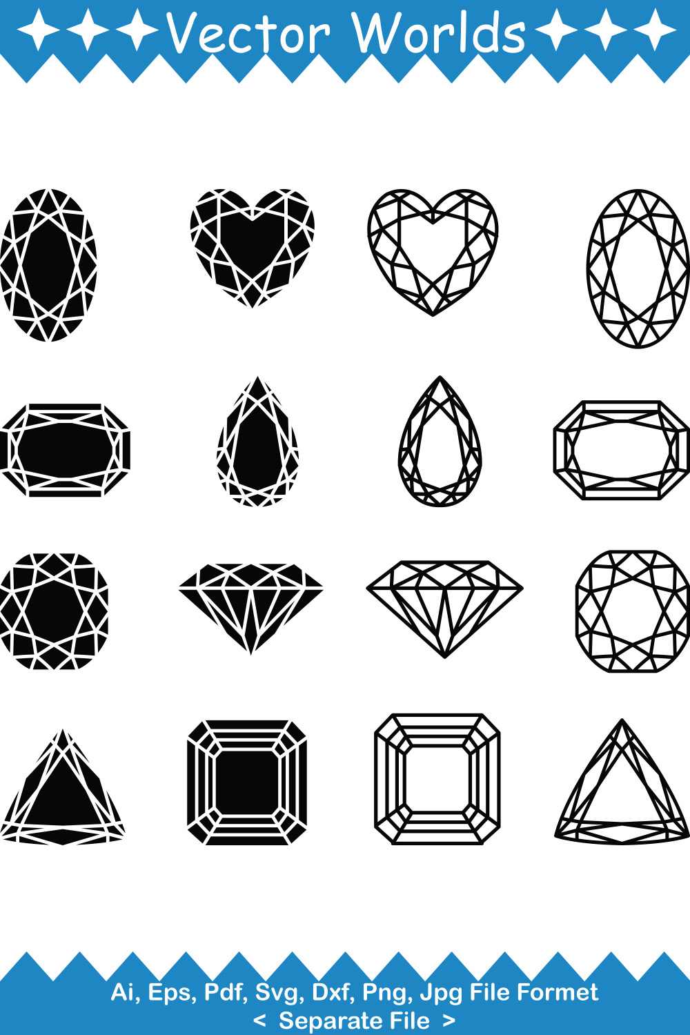 Diamond SVG Vector Design pinterest preview image.