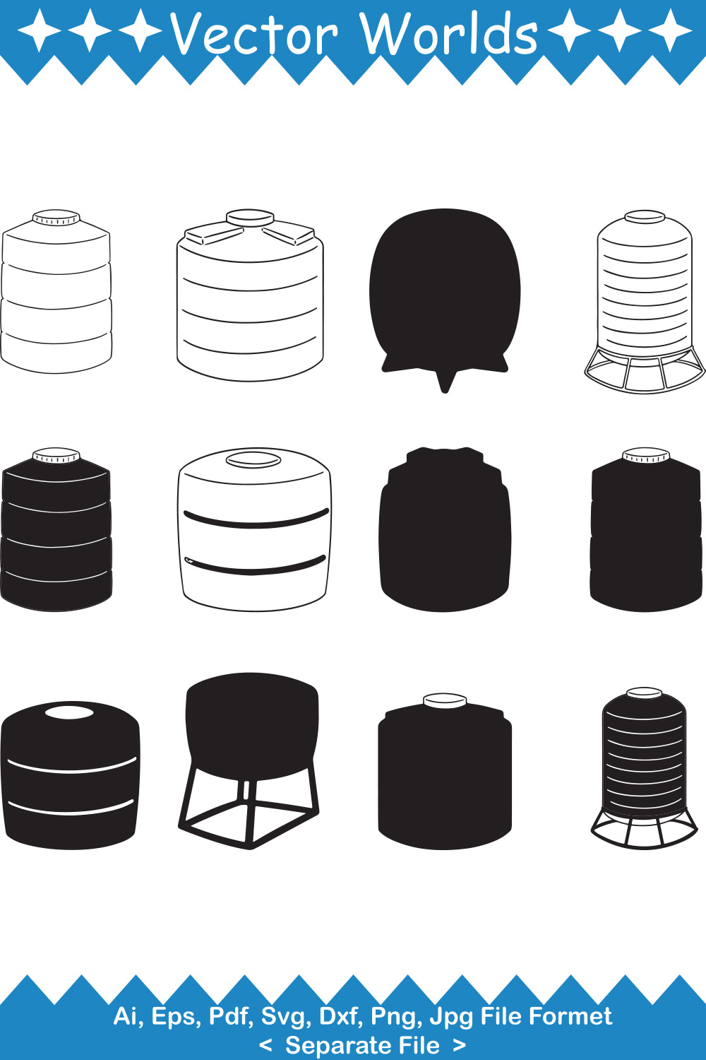 Water Tank SVG Vector Design pinterest preview image.