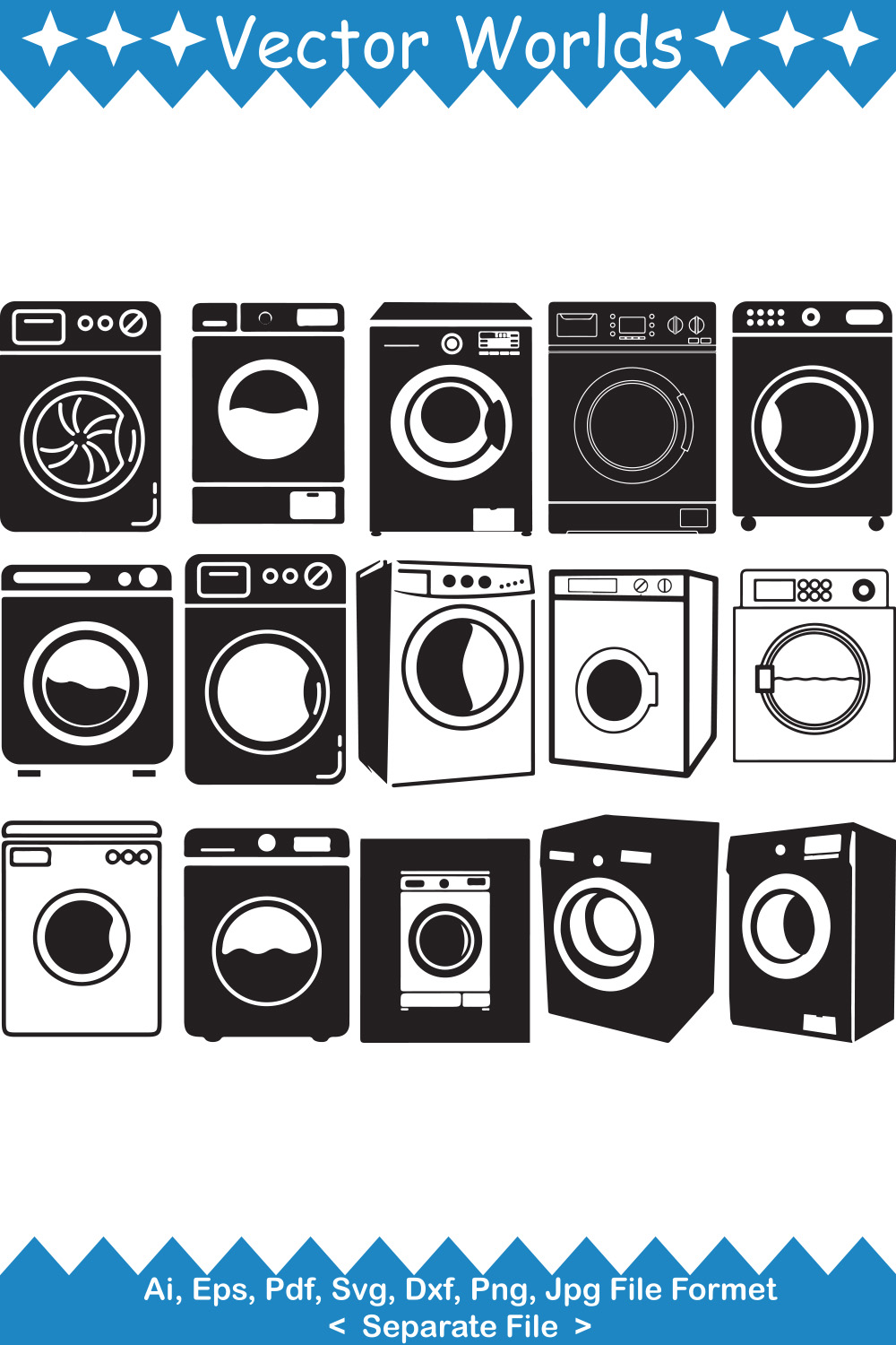 Washing Machine SVG Vector Design pinterest preview image.