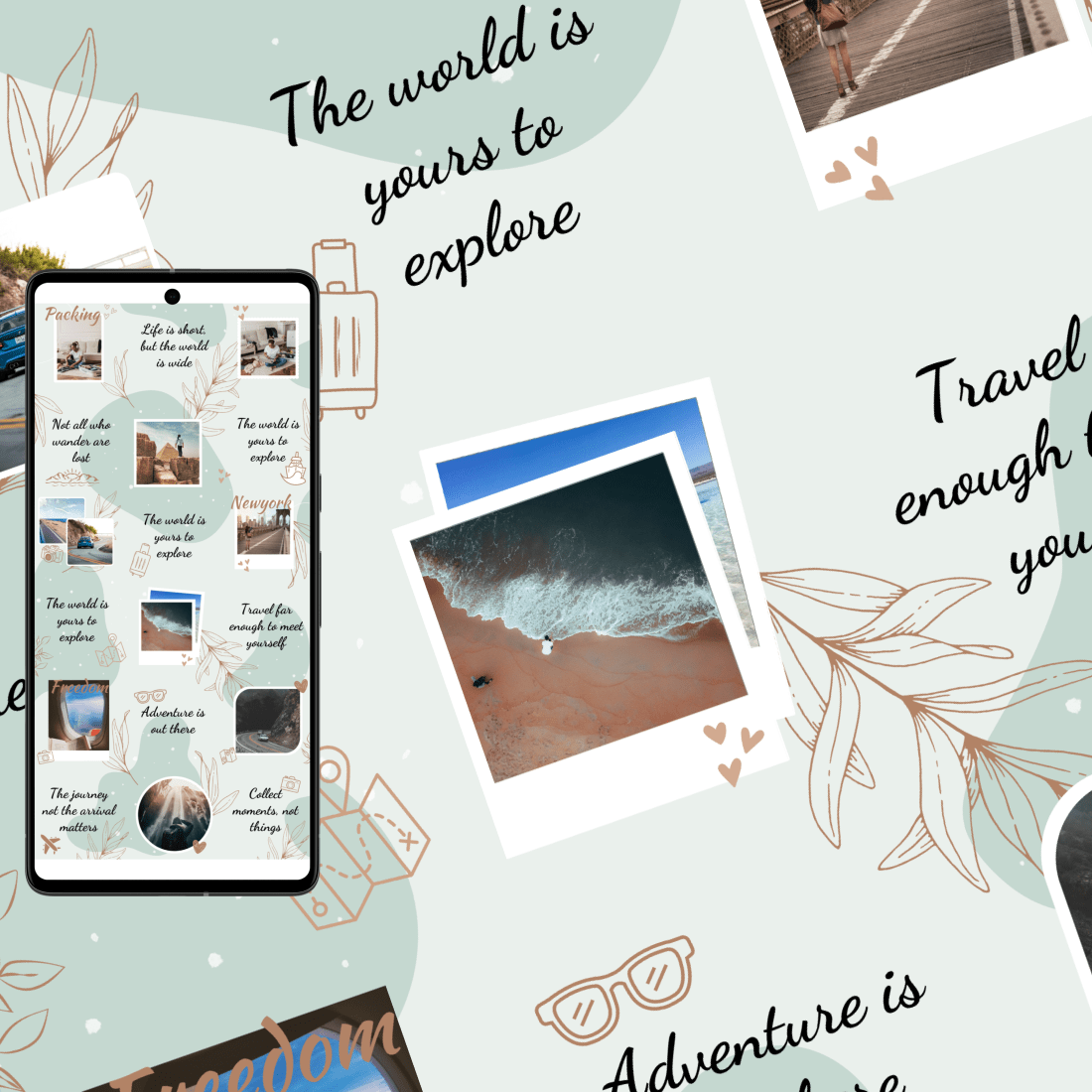 Travel Instagram Puzzle Feed Canva Template - 18 Instagram Posts preview image.