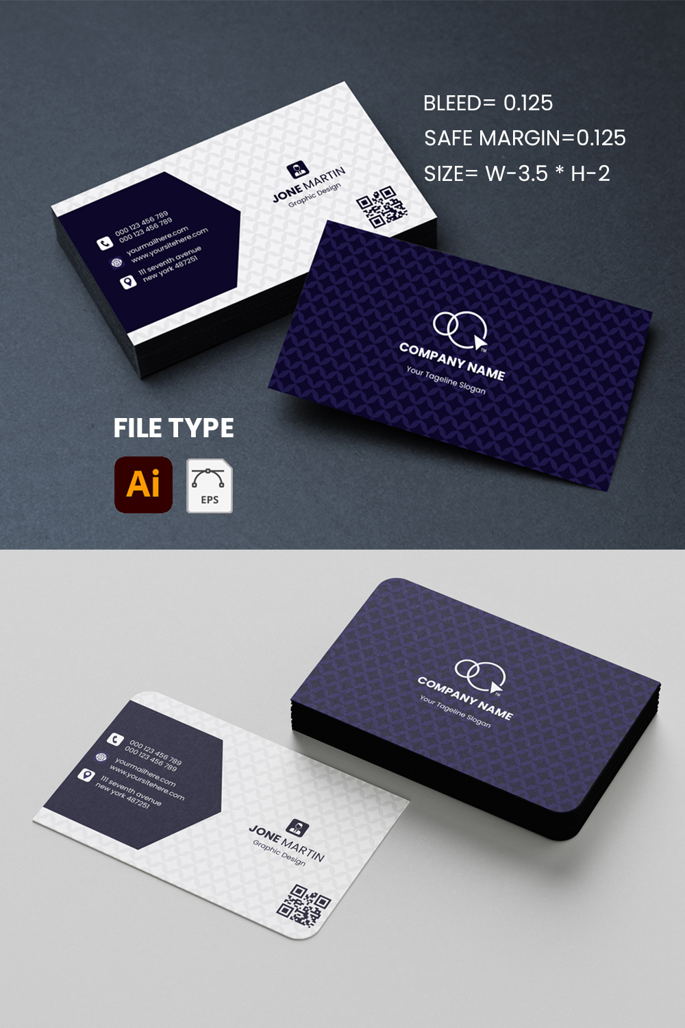 Modern Business Card Template pinterest preview image.