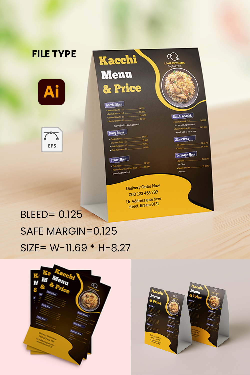 Food Menu Template pinterest preview image.