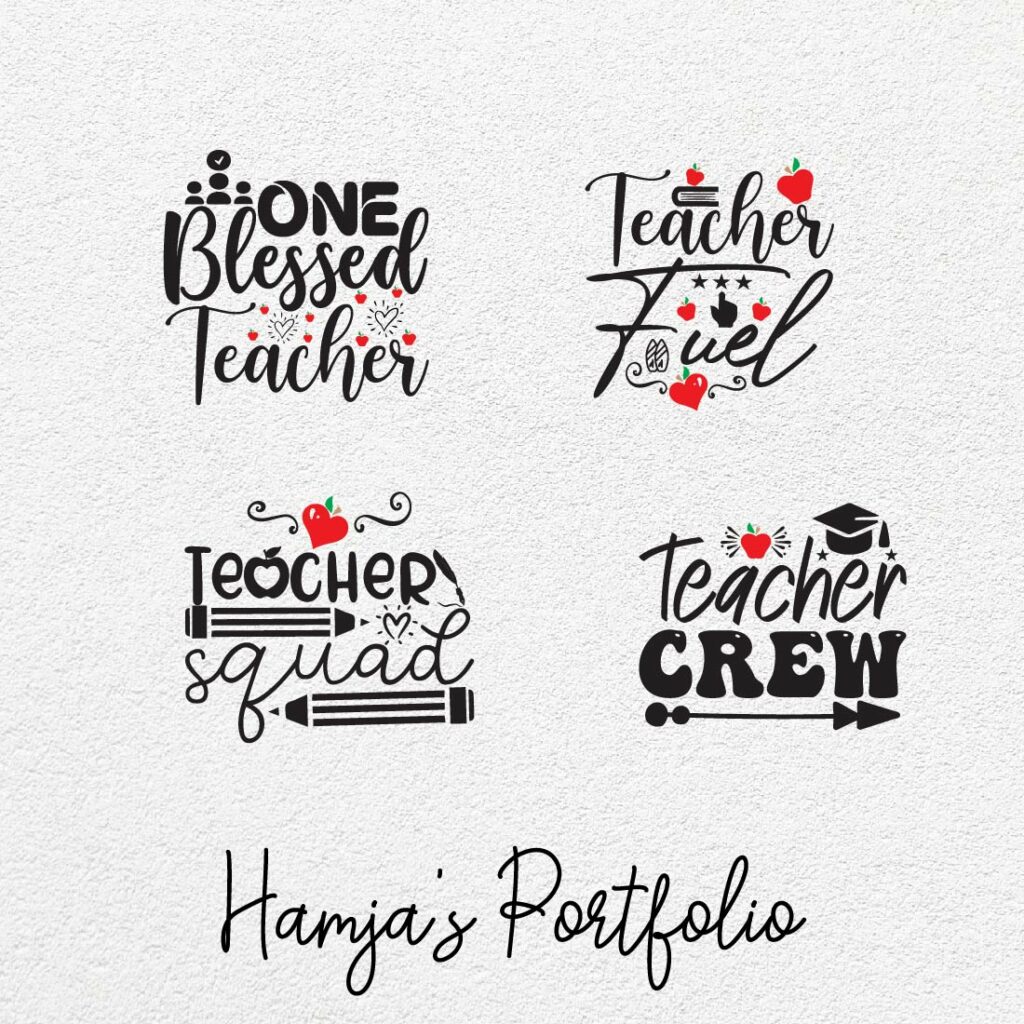 Teacher Typography Vector Bundle – MasterBundles