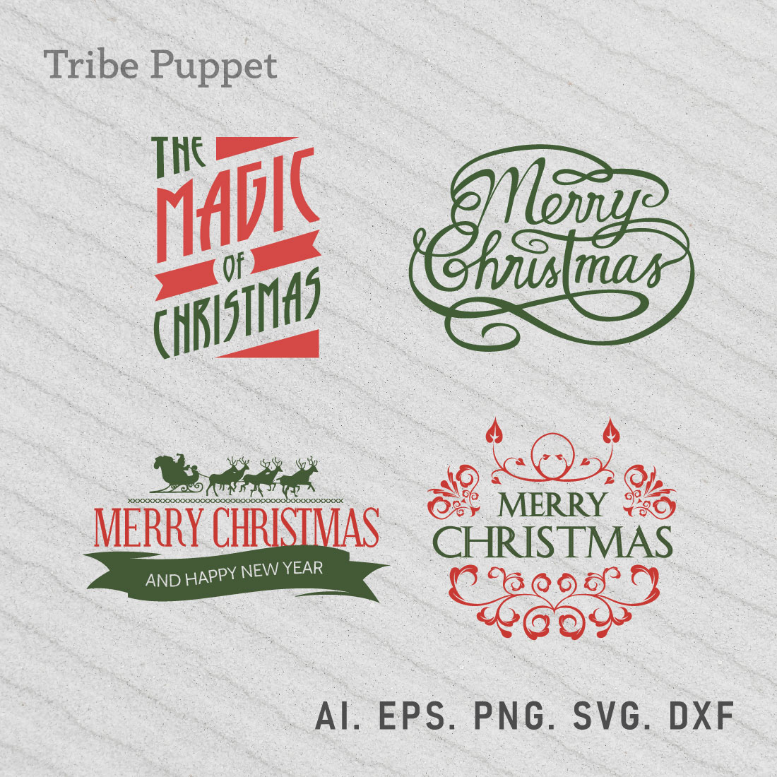 Christmas Typography Bundle preview image.