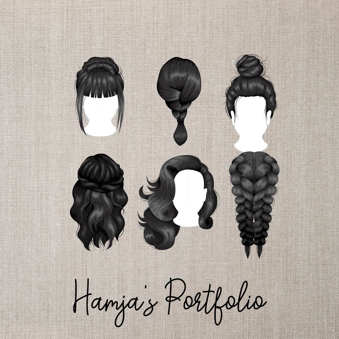 Woman Hair Style Vector Bundle preview image.