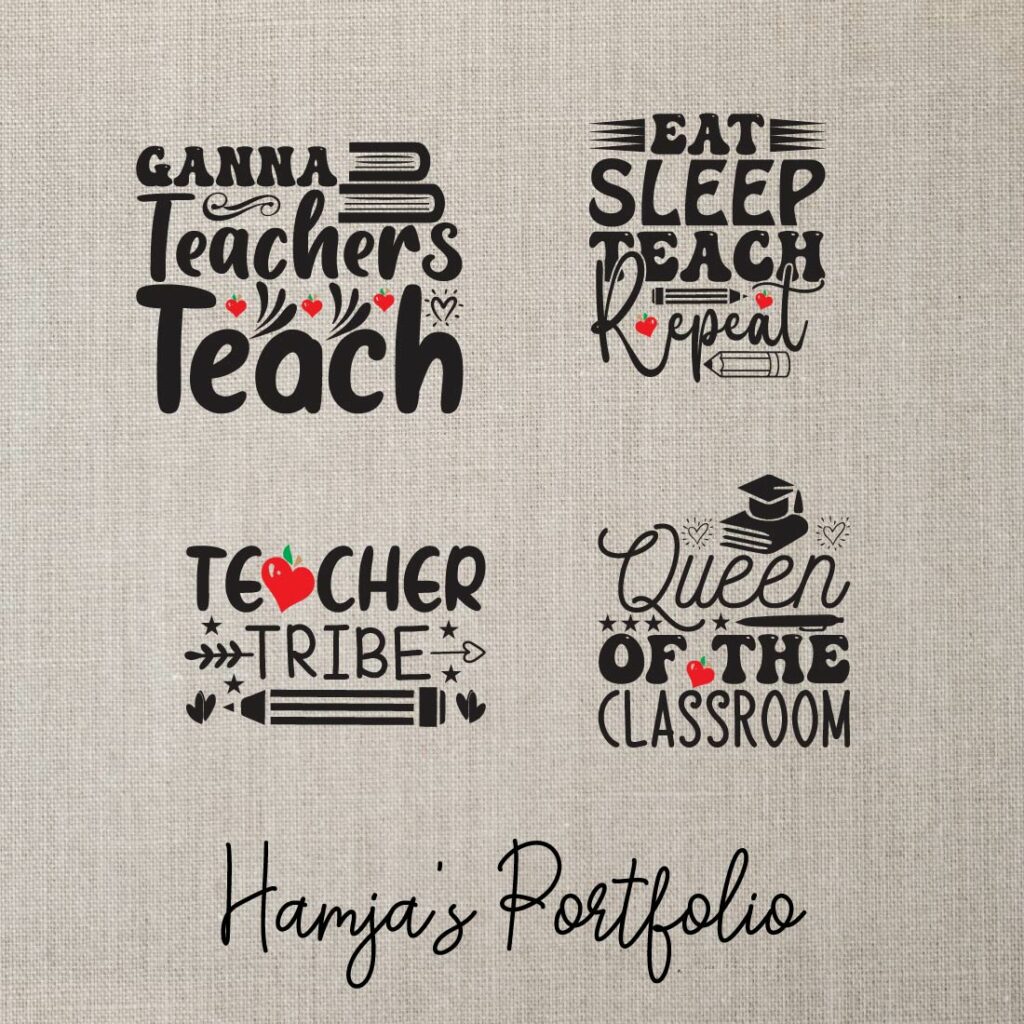 Teacher Typography Vector Bundle - MasterBundles