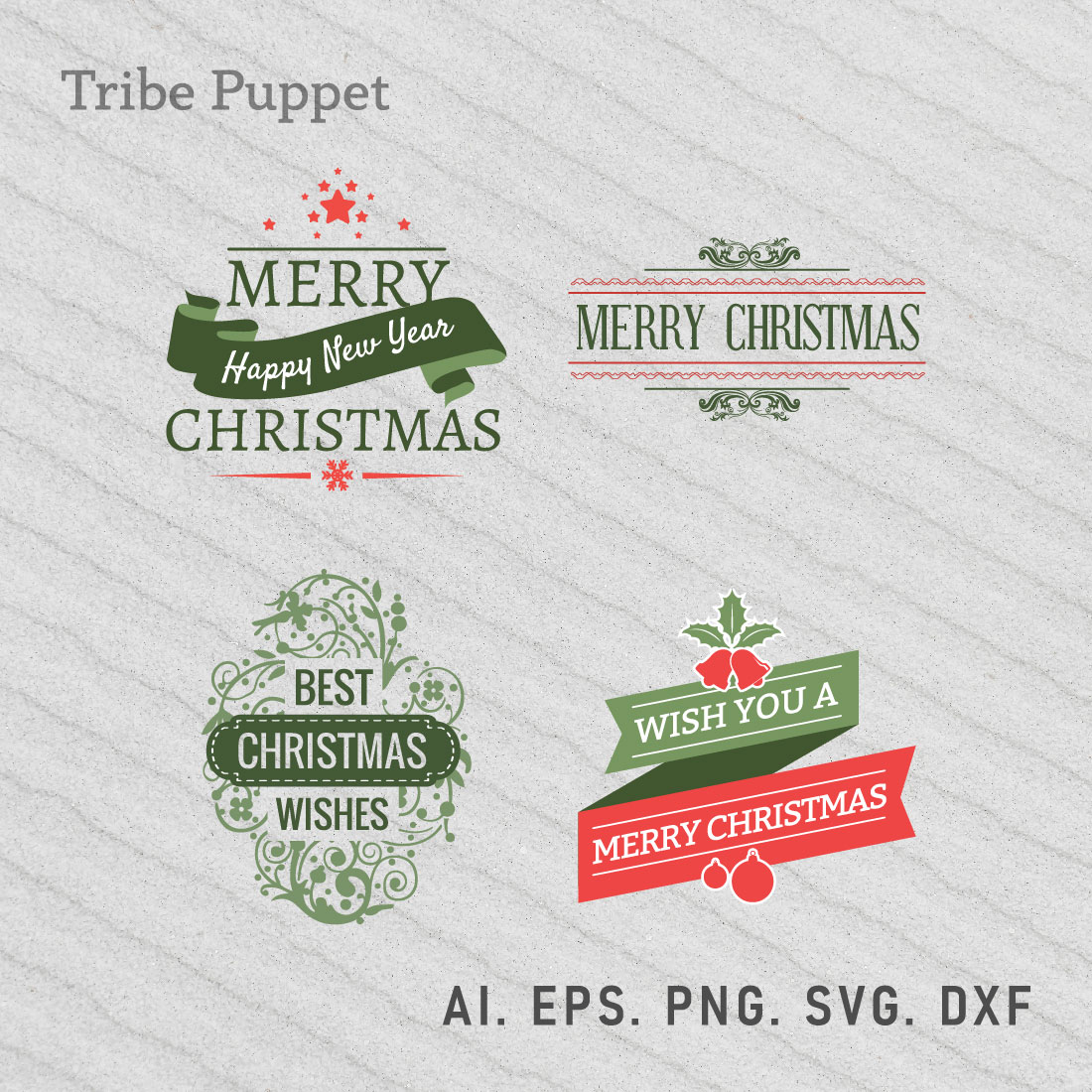 Christmas Typography Bundle preview image.