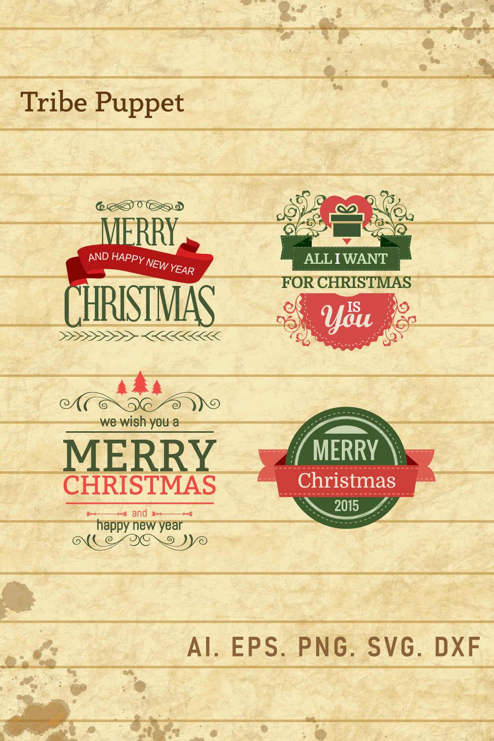 Christmas Typography Bundle pinterest preview image.