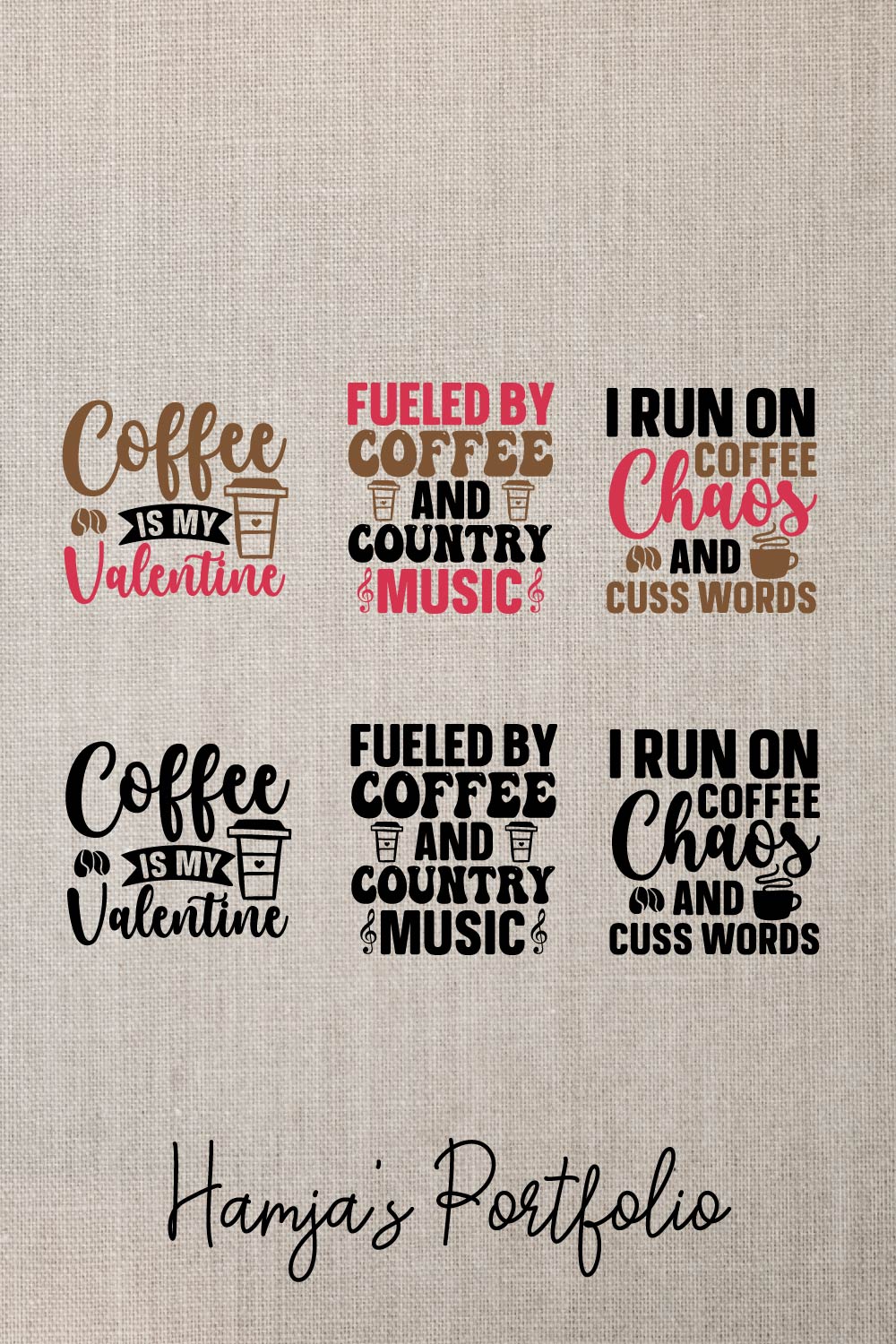 Coffee Typography Bundle pinterest preview image.