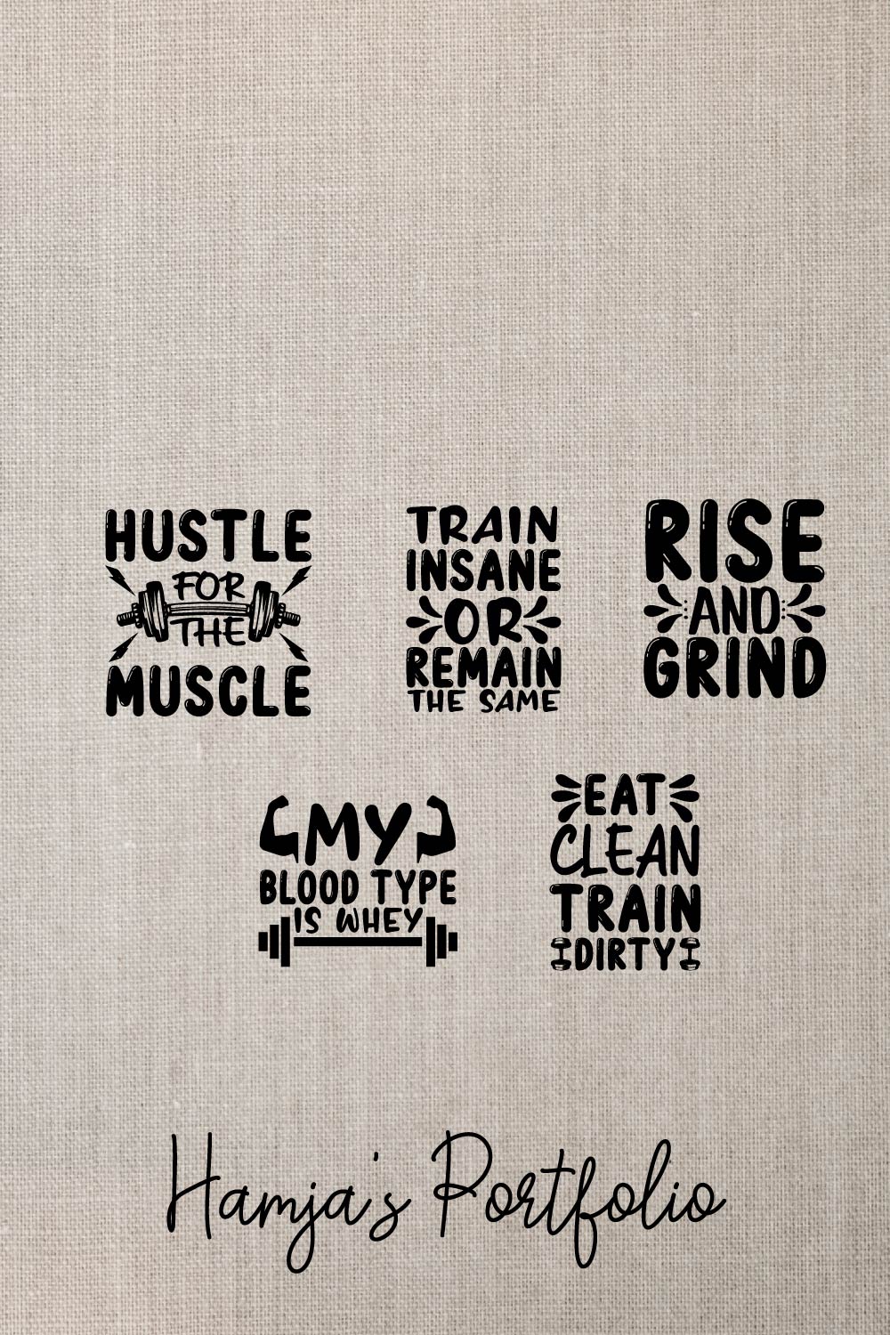 Gym Typography Vector pinterest preview image.
