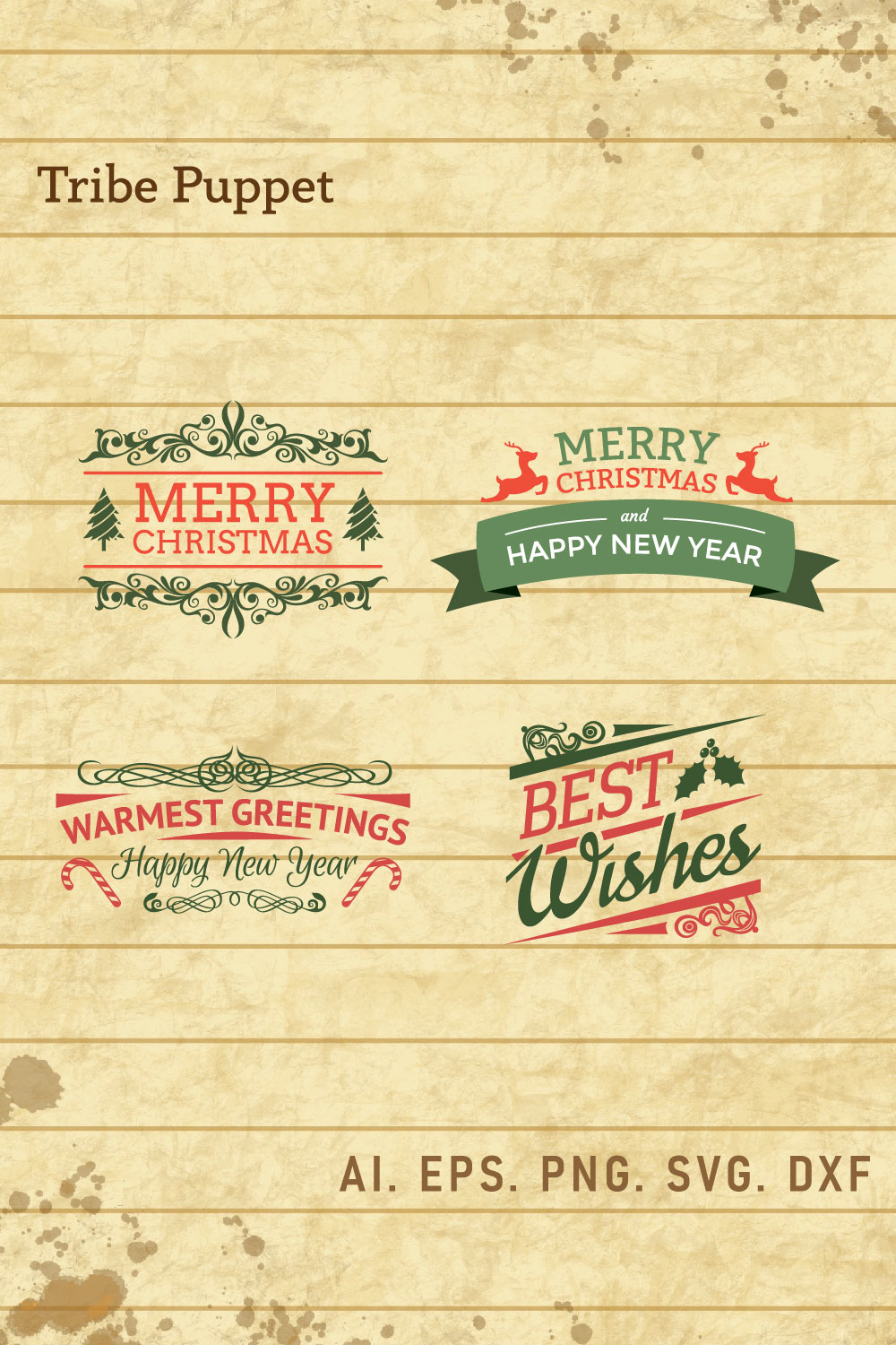 Christmas Typography Bundle pinterest preview image.