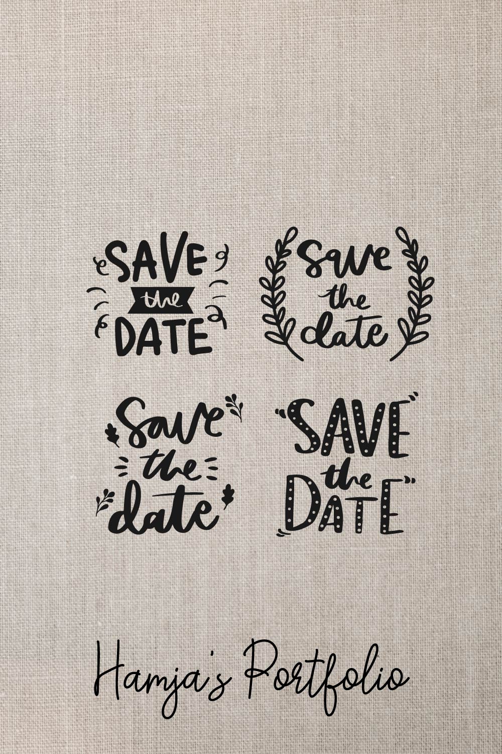 Save The Date Typography Vector Svg pinterest preview image.