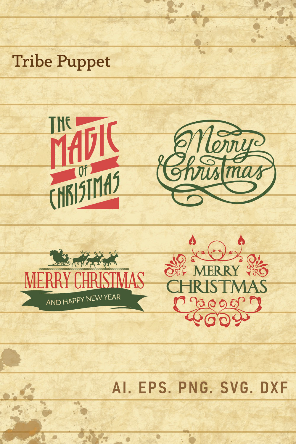 Christmas Typography Bundle pinterest preview image.