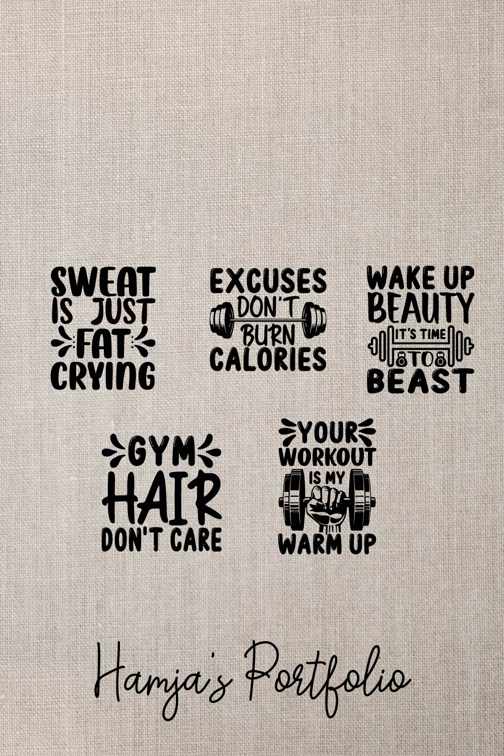 Gym Typography Bundle pinterest preview image.